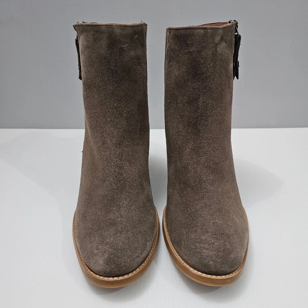 Paul Green Reya Stacked Heel Ankle Boot Womens UK 8.5 Brown Suede Side Zip